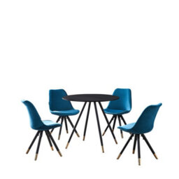 Life Interiors Sofia Dorchester Lux Dining Set, A Table And Chairs Set Of 4, Black/blue - thumbnail 1