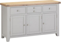 Seconique Windsor 3 Door 3 Drawer Sideboard  Pebble Grey With Oak Top  Fully Assembled - thumbnail 2