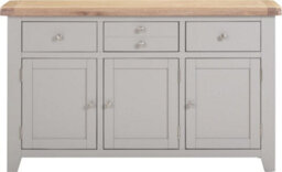 Seconique Windsor 3 Door 3 Drawer Sideboard  Pebble Grey With Oak Top  Fully Assembled - thumbnail 3