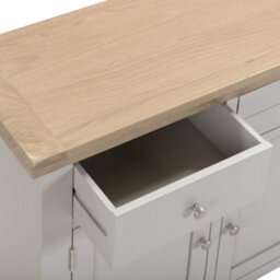 Seconique Windsor 3 Door 3 Drawer Sideboard  Pebble Grey With Oak Top  Fully Assembled - thumbnail 6