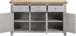 Seconique Windsor 3 Door 3 Drawer Sideboard  Pebble Grey With Oak Top  Fully Assembled - thumbnail 4