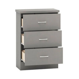 Interior Emporium 3-Drawer Bedside Table - Compact Nightstand With Storage - Modern Bedroom Furniture (Grey) - thumbnail 3