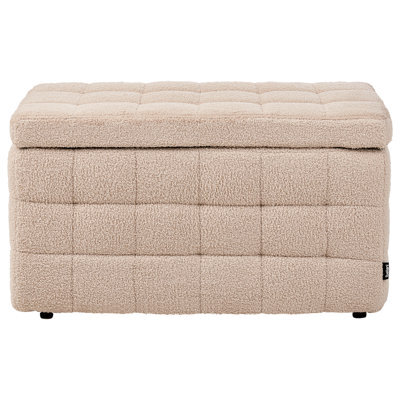 Wyld And Coco Beige Boucle Ottoman Bench With Storage, Tufted Modern Design, W72 X D42 X H40Cm - image 1