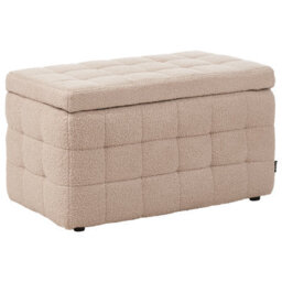 Wyld And Coco Beige Boucle Ottoman Bench With Storage, Tufted Modern Design, W72 X D42 X H40Cm - thumbnail 5