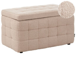 Wyld And Coco Beige Boucle Ottoman Bench With Storage, Tufted Modern Design, W72 X D42 X H40Cm - thumbnail 3