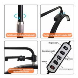 180Cm 36W Floor Lamp Led Half-Moon Shaped Light Lash Light Eyelash Tech Skincare - thumbnail 4