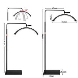 180Cm 36W Floor Lamp Led Half-Moon Shaped Light Lash Light Eyelash Tech Skincare - thumbnail 2
