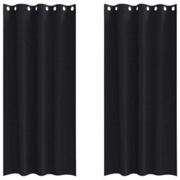 Berkfield Curtains With Curtains 2 Pcs Black 245 X 140 Cm Polyester - thumbnail 2