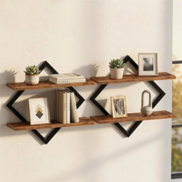 Wall Mounted Farmhouse Floating Shelves 2Pcs For Digital Frames - thumbnail 1