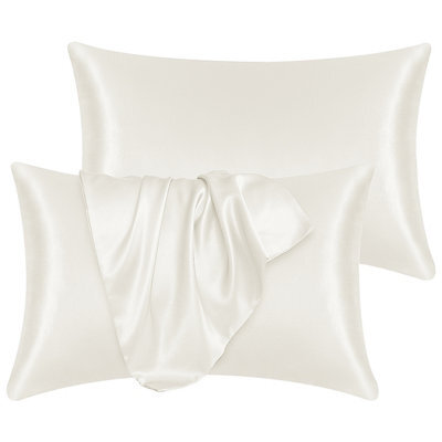 Ameha Ivory Stain Silk Pillowcase Ultra Soft Breathable Pillow Covers For Hair & Skin Friendly Standard Size 50X75 Cm - image 1