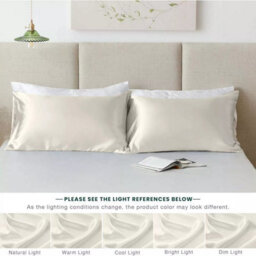 Ameha Ivory Stain Silk Pillowcase Ultra Soft Breathable Pillow Covers For Hair & Skin Friendly Standard Size 50X75 Cm - thumbnail 7