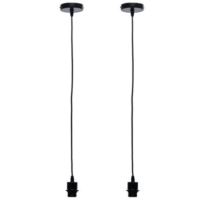 First Choice Lighting Set Of 2 Cassidy - Black Ceiling Pendant Flex Kits For Easy Fit Shades - image 1