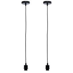 First Choice Lighting Set Of 2 Cassidy - Black Ceiling Pendant Flex Kits For Easy Fit Shades - thumbnail 1