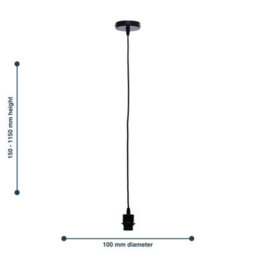 First Choice Lighting Set Of 2 Cassidy - Black Ceiling Pendant Flex Kits For Easy Fit Shades - thumbnail 5