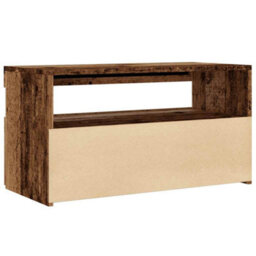 Berkfield Modern Tv Cabinet With Led Lights Old Wood 75X35X40 Cm Engineered Wood - thumbnail 9