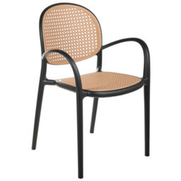 Wyld And Coco Retro Black Plastic Garden Dining Chairs Set Of 2 - Stackable Viennese-Braid Outdoor Chairs - thumbnail 4