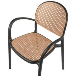 Wyld And Coco Retro Black Plastic Garden Dining Chairs Set Of 2 - Stackable Viennese-Braid Outdoor Chairs - thumbnail 7