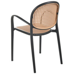 Wyld And Coco Retro Black Plastic Garden Dining Chairs Set Of 2 - Stackable Viennese-Braid Outdoor Chairs - thumbnail 6
