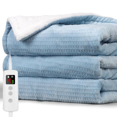 Proaller Heated Blanket Electric Throw Waffle 160 X 130 Cm, 10 Levels &1-9 H Timer Auto-Off, Machine Washable, Soft Flannel