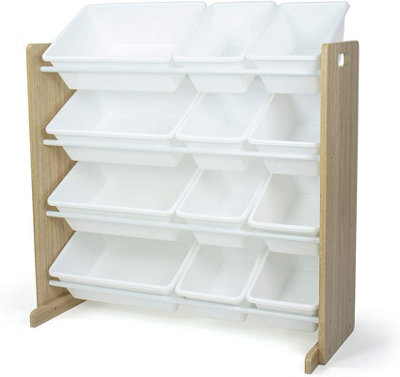 Humble Crew Children's Shelf, Toy Organiser Shelf With 12 Storage Boxes, Natural/white - image 1