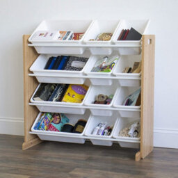 Humble Crew Children's Shelf, Toy Organiser Shelf With 12 Storage Boxes, Natural/white - thumbnail 2