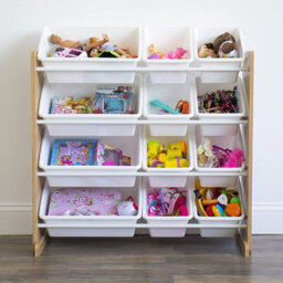 Humble Crew Children's Shelf, Toy Organiser Shelf With 12 Storage Boxes, Natural/white - thumbnail 5