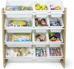 Humble Crew Children's Shelf, Toy Organiser Shelf With 12 Storage Boxes, Natural/white - thumbnail 4