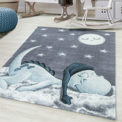 "Bravich Blue Dino Kids Rug 120 X 170Cm (4' X 5'6"")" - image 1