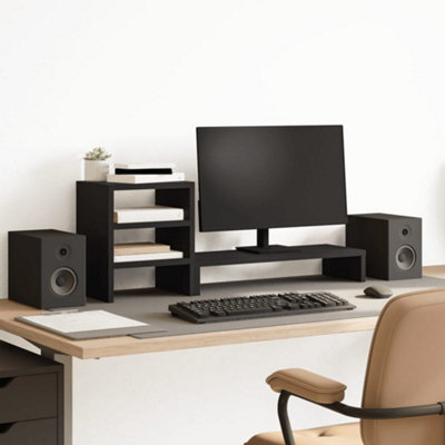 Walplus Monitor Stand With Desk Organiser Black Engineered Wood - image 1