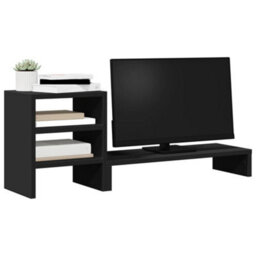 Walplus Monitor Stand With Desk Organiser Black Engineered Wood - thumbnail 3