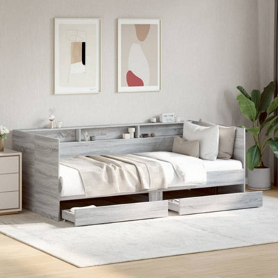 Berkfield Daybed With Drawers Without Mattress Grey Sonoma 75X190 Cm Small Single - image 1