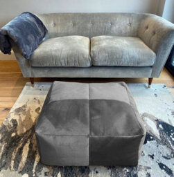 Beautiful Beanbags Luxury Plush Velvet Beanbag Mega Cube Xl Pouffe Bean Bags - Grey