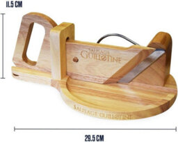 CKB Ltd Double Bladed Stainless Steel Sausage Cheese Vegetable Guillotine On A Durable Rubber Tree Wood Base - thumbnail 5