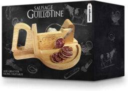CKB Ltd Double Bladed Stainless Steel Sausage Cheese Vegetable Guillotine On A Durable Rubber Tree Wood Base - thumbnail 4