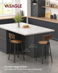 Songmics Vasagle Bar Stools Kitchen Stools Set Of 2 High Back Bar Stools Steel Frame 62.5Cm High Seat Easy Assembly - thumbnail 7