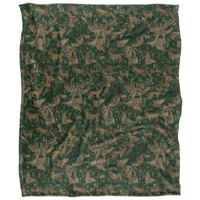 Jq Licensing Jl-Jp Big Game Hunting Silky Deer Moose Supersoft Blanket Green (One Size) - image 1