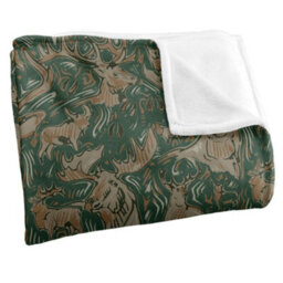 Jq Licensing Jl-Jp Big Game Hunting Silky Deer Moose Supersoft Blanket Green (One Size) - thumbnail 3