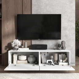 Heze Furniture Enjoy Minimalist Stand Tv Unit 2 Door Design 120Cm - White - thumbnail 3