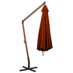 Berkfield Sturdy Hanging Parasol With Pole Terracotta 3.5X2.9 M Solid Fir Wood - thumbnail 4