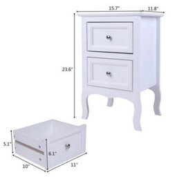 New Bedside Table Cabinet Storage Unit Chest Of 2 Drawers Organiser Bedroom - thumbnail 2