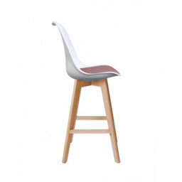 Fusion Living Soho White & Blush Pink Plastic Bar Stool With Light Wood Legs - thumbnail 5