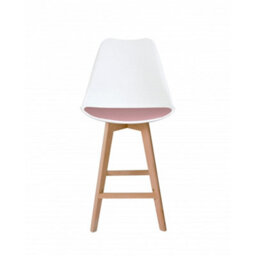 Fusion Living Soho White & Blush Pink Plastic Bar Stool With Light Wood Legs - thumbnail 6