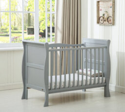Mcc Direct Savannah Sleigh Wooden Baby Cot Bed With Mattress Grey - thumbnail 2