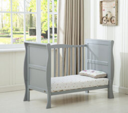 Mcc Direct Savannah Sleigh Wooden Baby Cot Bed With Mattress Grey - thumbnail 3