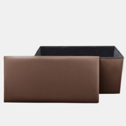 Home Republic Faux Leather Storage Ottoman - Two Seater Brown - thumbnail 3