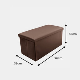 Home Republic Faux Leather Storage Ottoman - Two Seater Brown - thumbnail 2