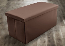 Home Republic Faux Leather Storage Ottoman - Two Seater Brown