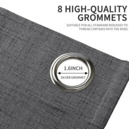 Ameha Plain 100%blackout Curtain For Kitchen Window Treatment Linen Texture Fabric Curtain Charcoal Ready Made Thermal Insulated 66'x54' - thumbnail 7