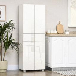 4-Door Kitchen Cupboard Freestanding Storage Cabinet W/ Shelves & Drawers White - thumbnail 6