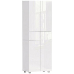 4-Door Kitchen Cupboard Freestanding Storage Cabinet W/ Shelves & Drawers White - thumbnail 1